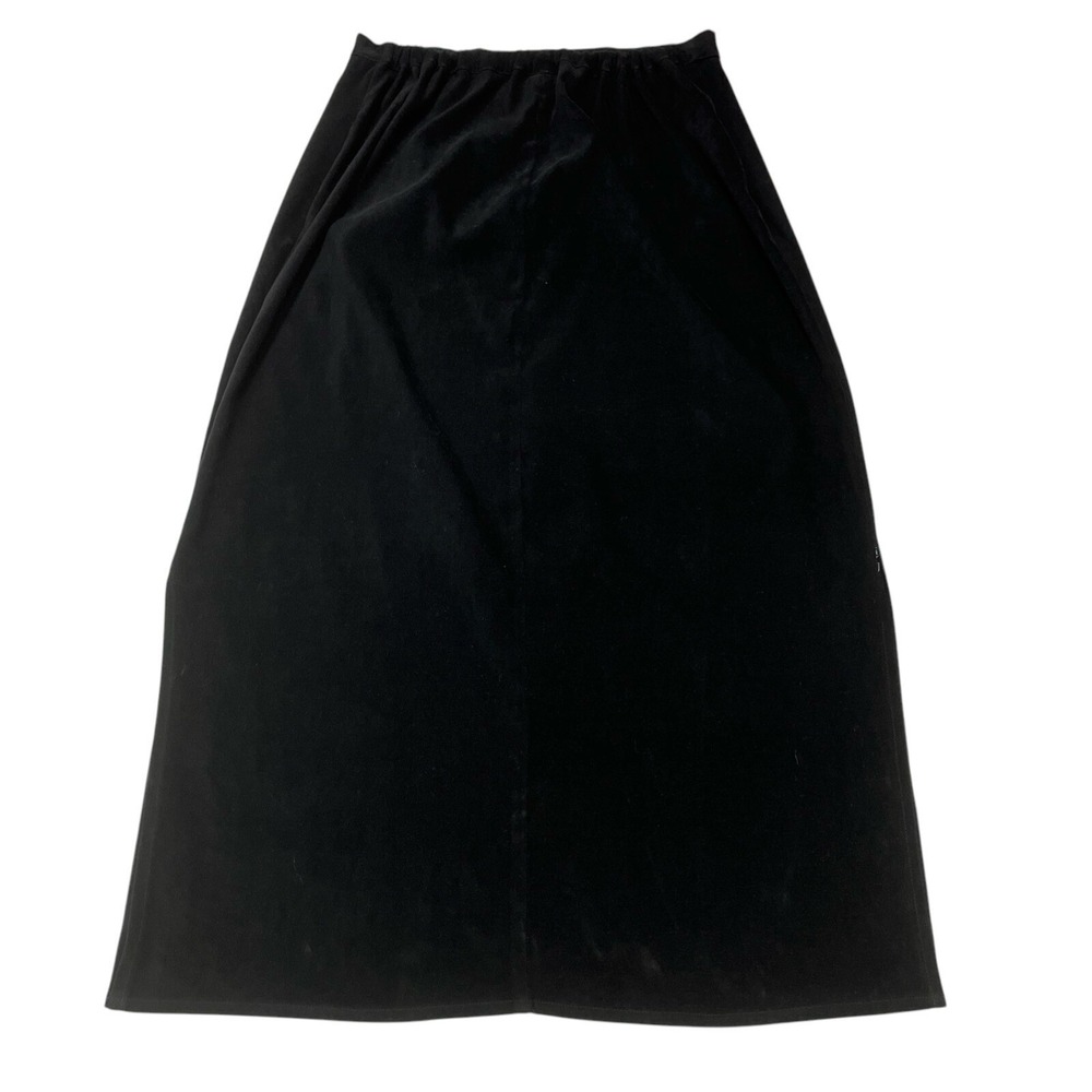Vintage Notations Skirt Women L Black Velvet Maxi  Pull on Elastic Waist Holiday